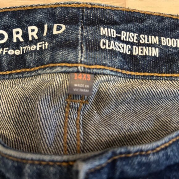 Torrid Mid-Rise Slim Boot Classic Denim Jeans 14 Womens Stretch Blue - Picture 4 of 6